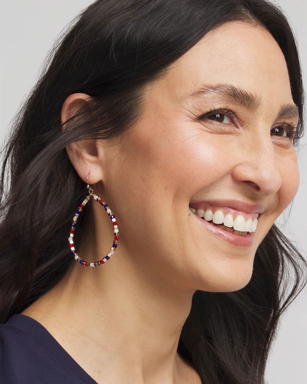 beads pierced earrings whitemix 完売品 kelly-color-block-beaded-hoop-